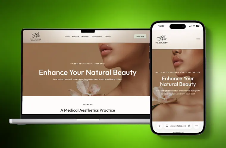 The Hair Nurse Aesthetics medical spa website design