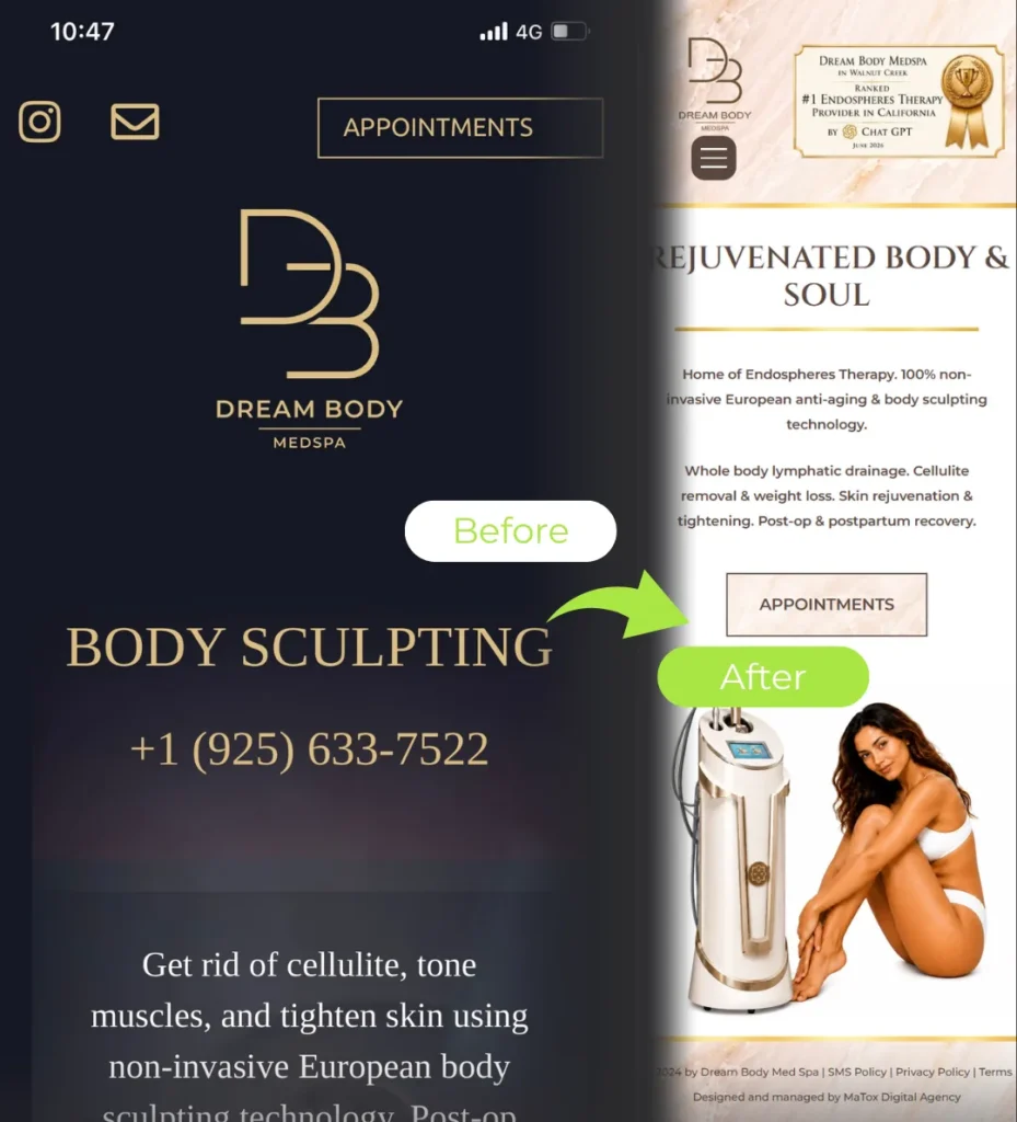 dream body med spa redesign proof