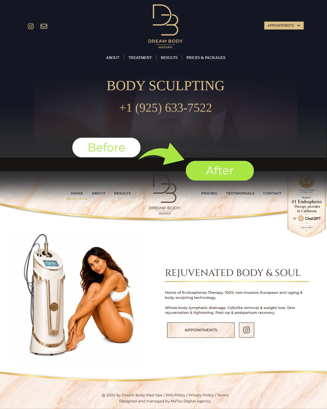 dream body med spa redesign proof