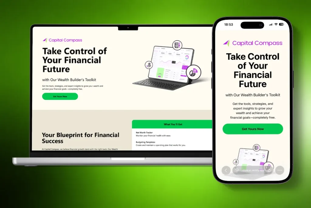 Capital Compass custom landing page development services on desktop and mobile