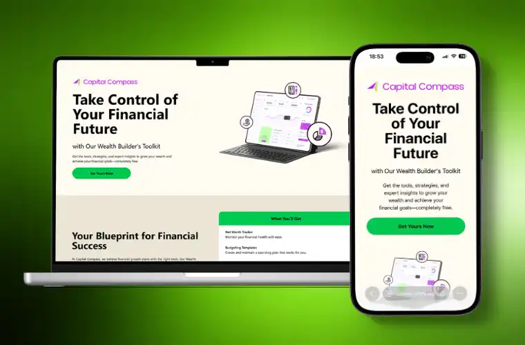 Capital Compass custom landing page development services on desktop and mobile