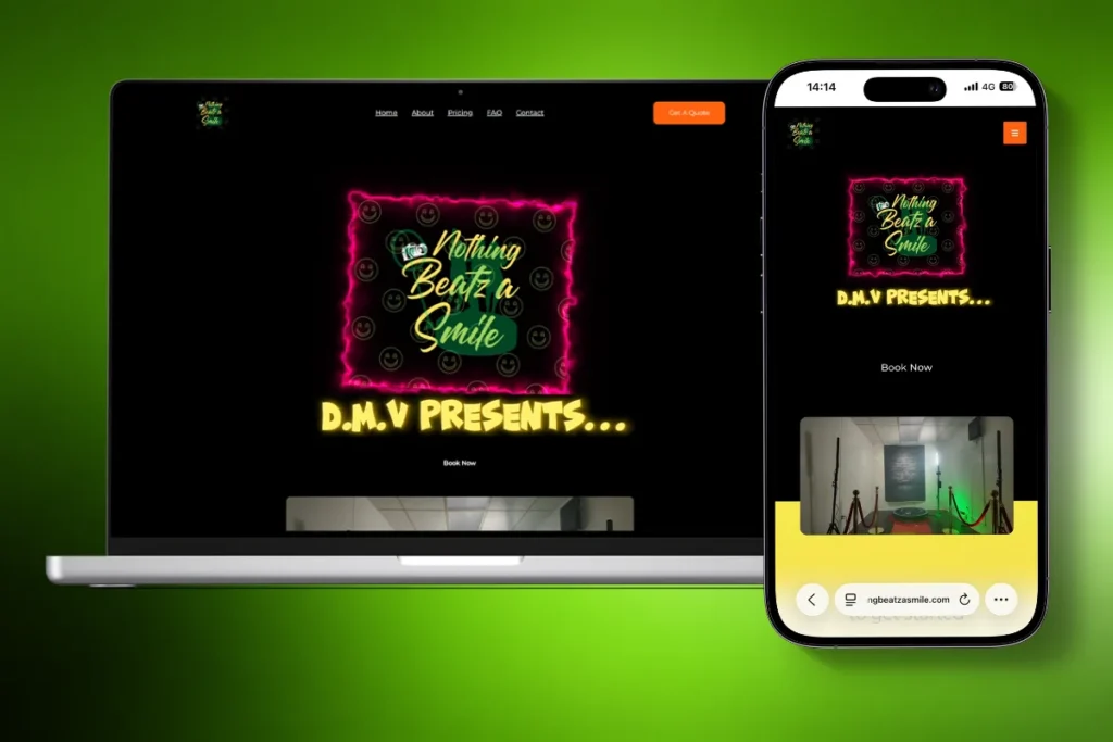 Nothing Beatz a Smile landing page design services on desktop and mobile