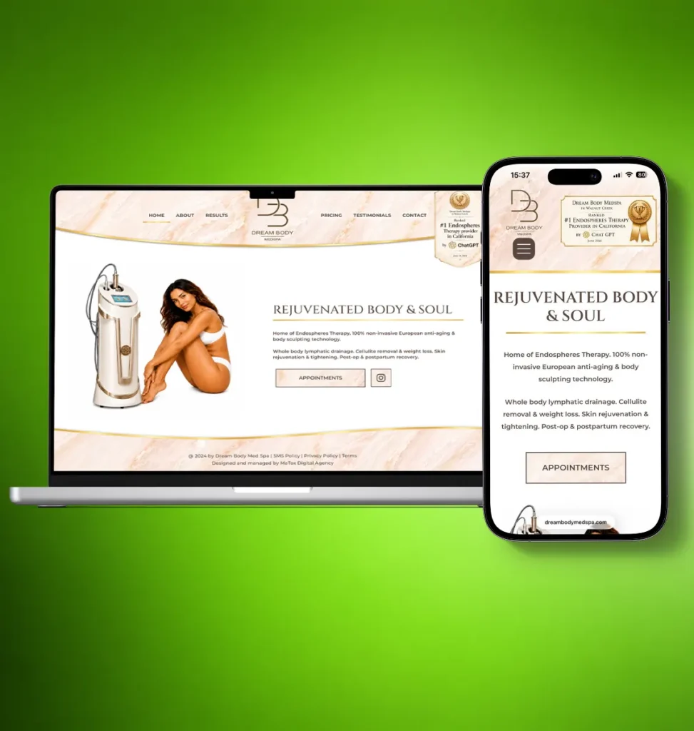 Dream Body Medspa website design on desktop and mobile