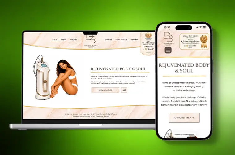 Dream Body Medspa website design on desktop and mobile