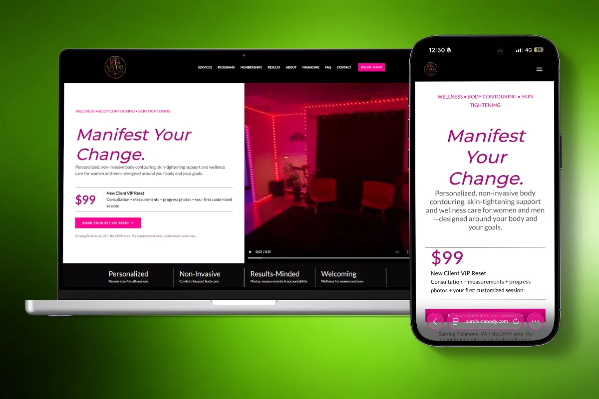 Manifesting Your Divine Body responsive health and wellness websites design