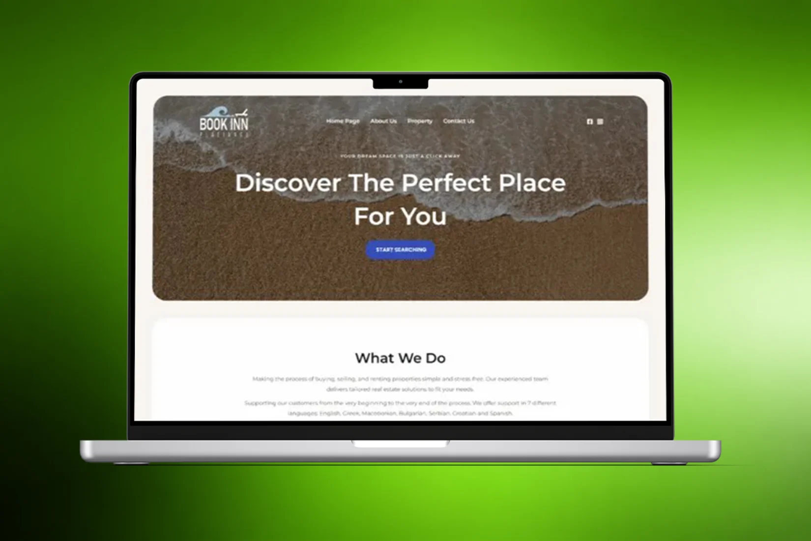 Plagianou Book Inn real estate website design on desktop and mobile