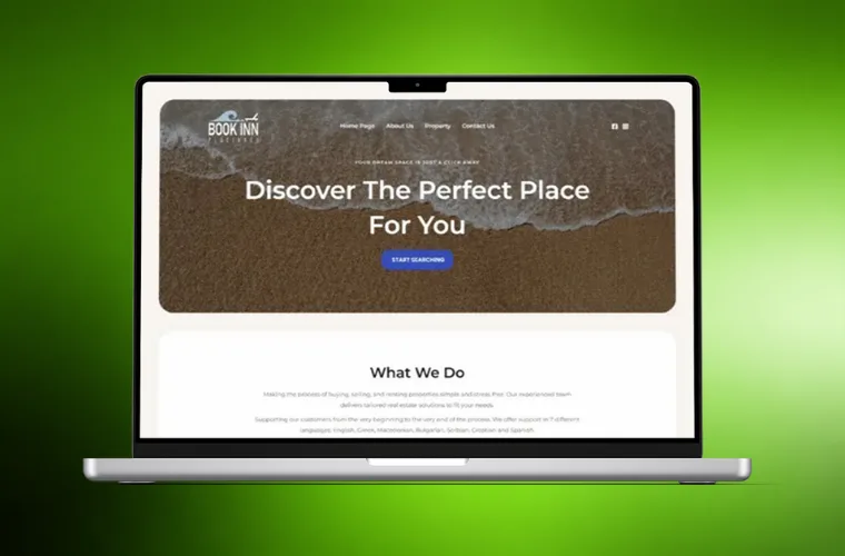 Plagianou Book Inn real estate website design on desktop and mobile