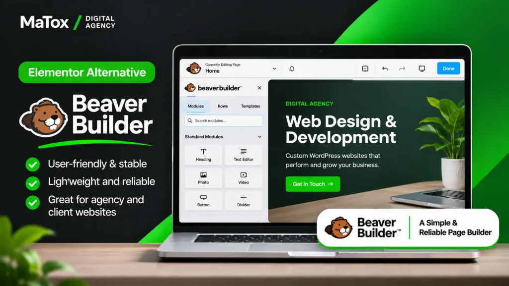 Beaver Builder as an Elementor alternative for client-friendly WordPress websites