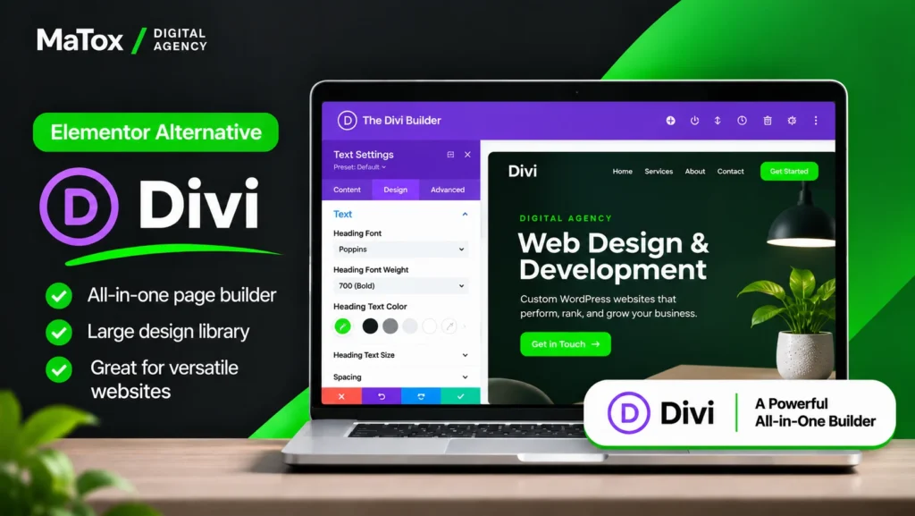 Divi visual builder as an Elementor alternative for WordPress websites