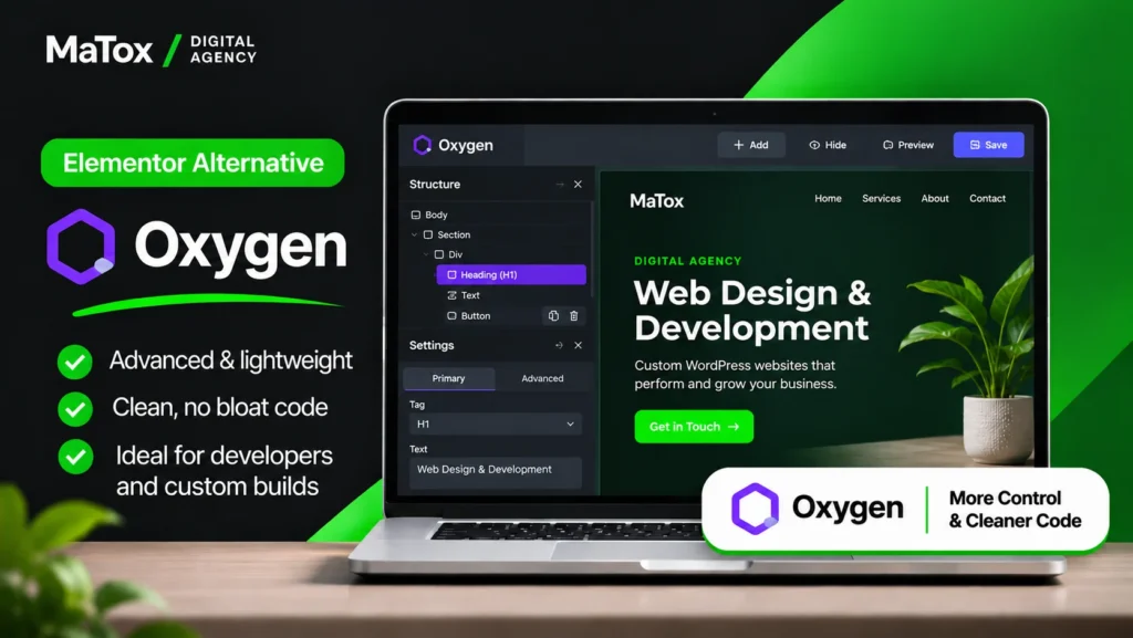 Oxygen WordPress builder as an Elementor alternative for advanced developers