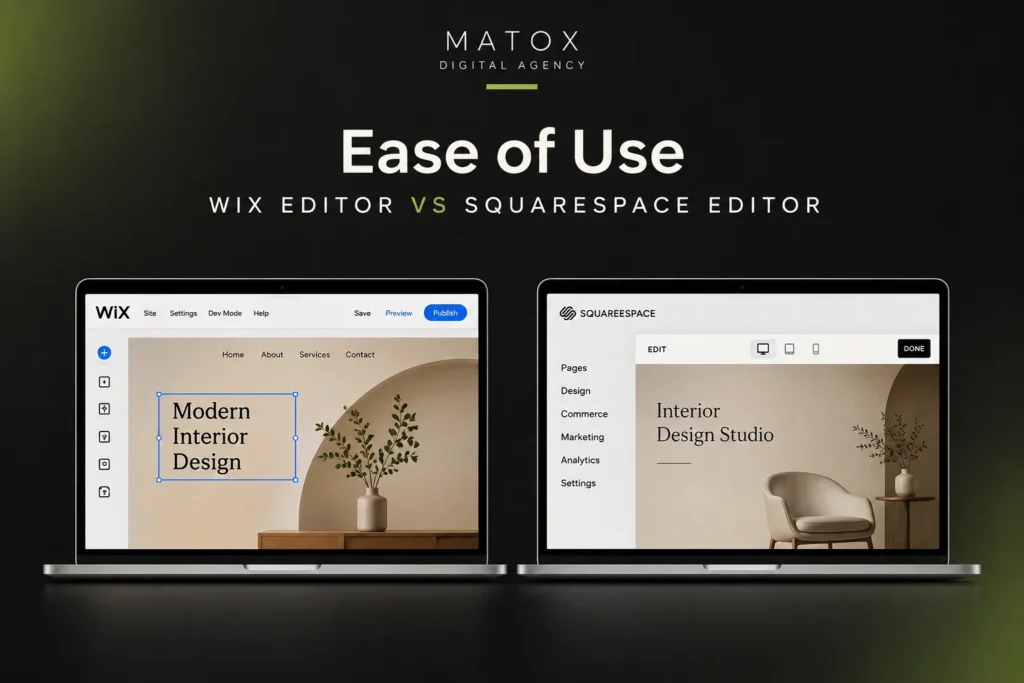Wix and Squarespace editors compared for ease of use
